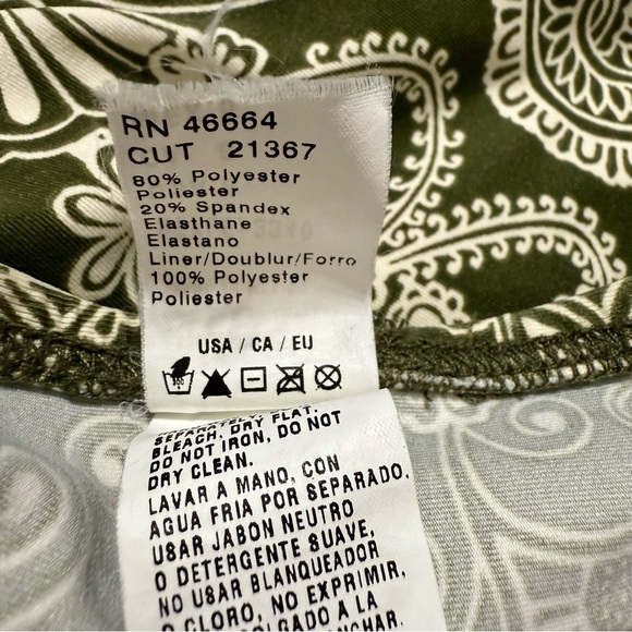 Athena for Eddie Bauer Olive and Cream Paisley swim skirt/bottoms sz 6 - Picture 7 of 9